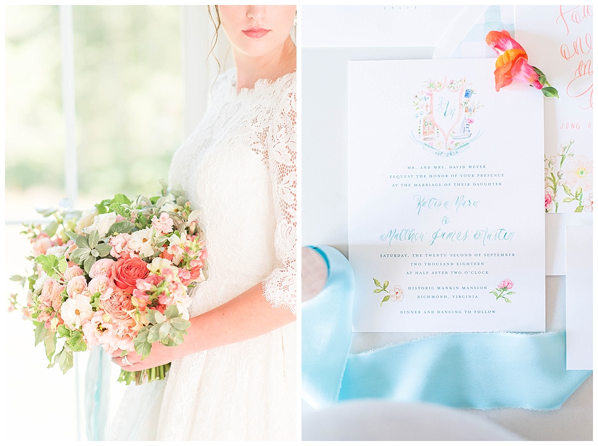 country wedding inspiration with peach and teal
