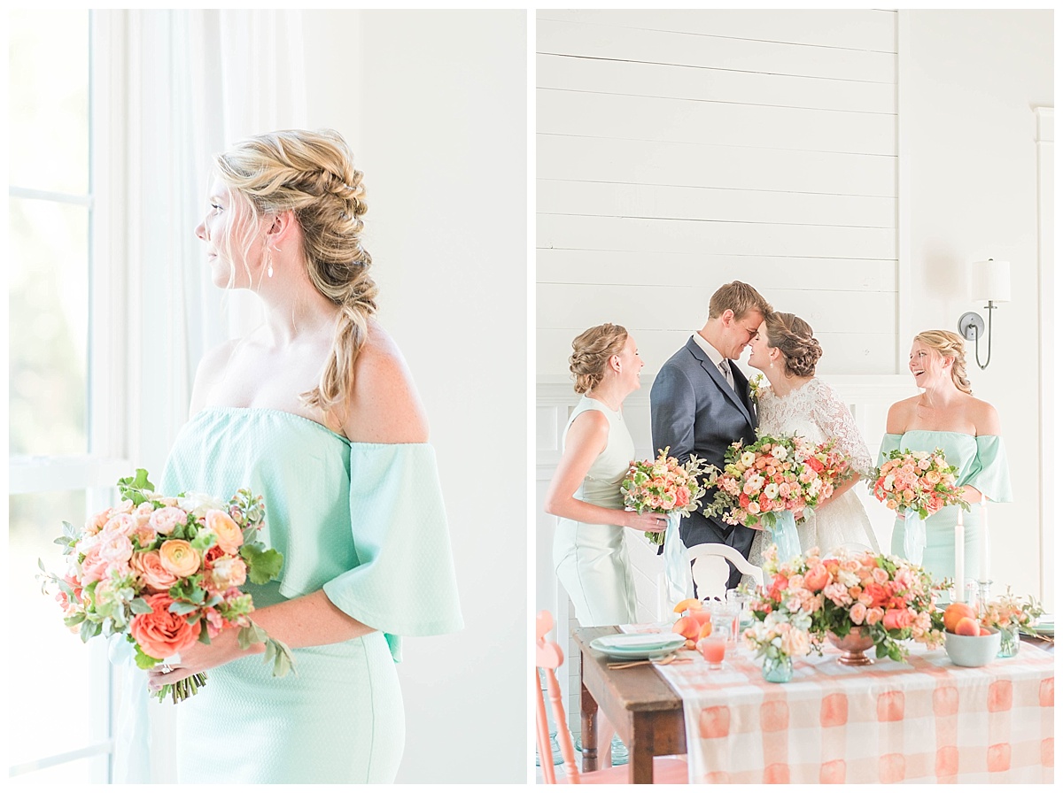 country wedding inspiration with peach and teal