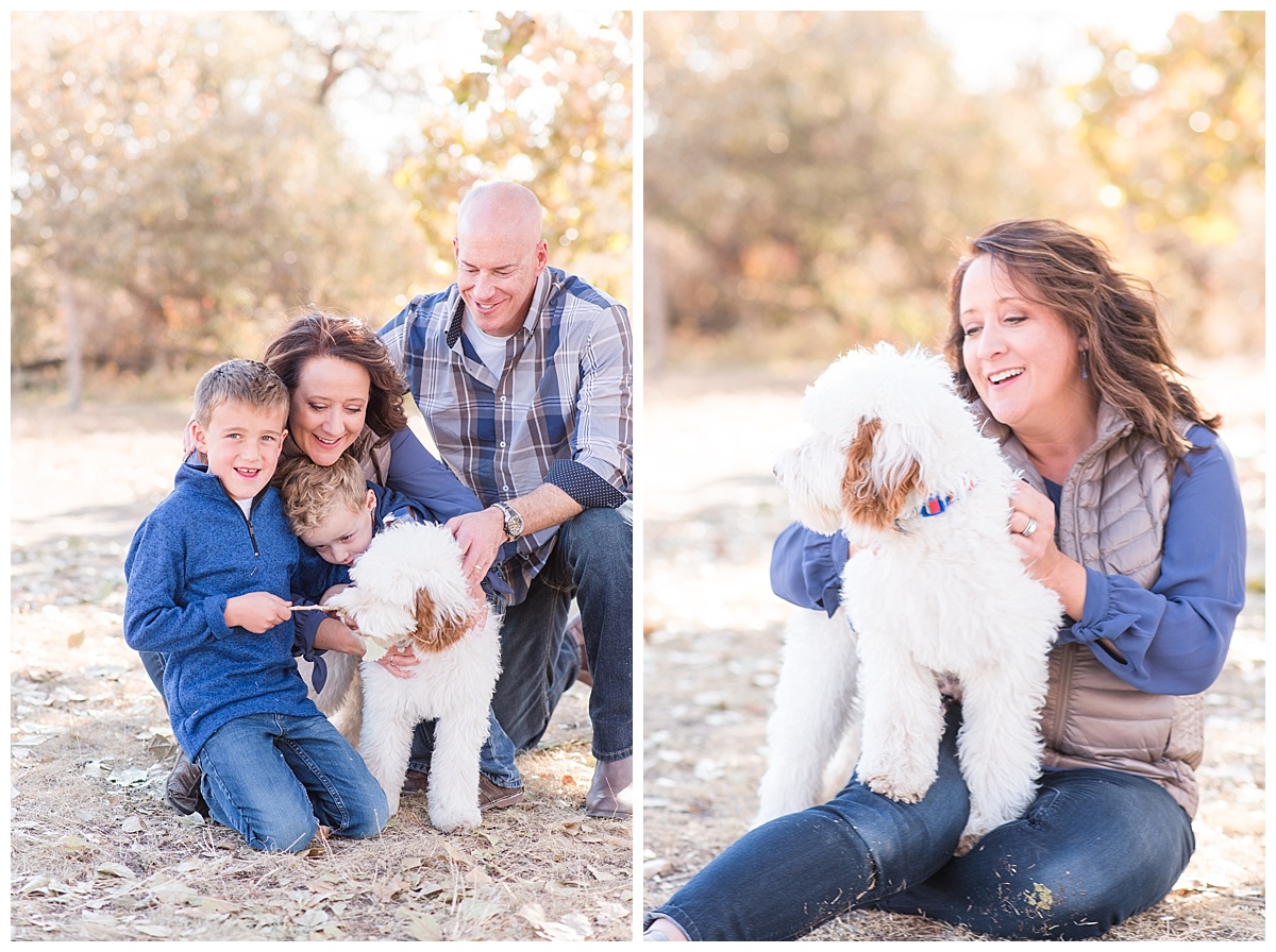 fall family pictures Colorado with puppy