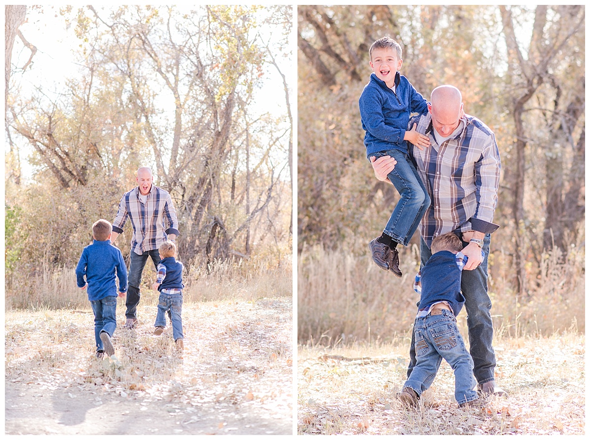 fall family pictures Colorado playing with Dad