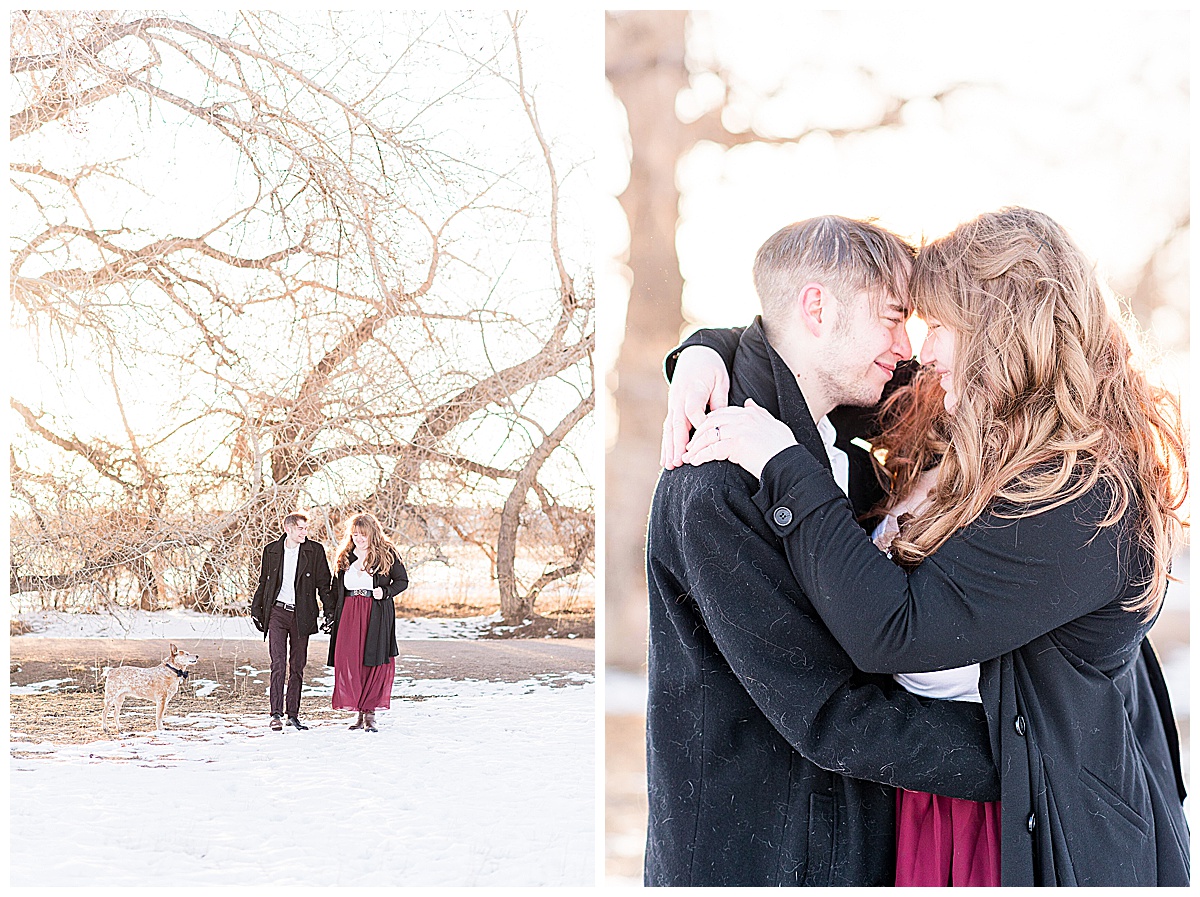 winter engagement pictures with snow 