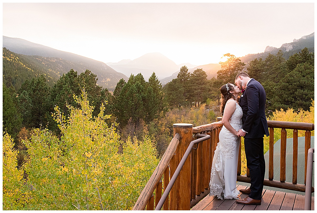 Wild Basin Lodge wedding day sunset