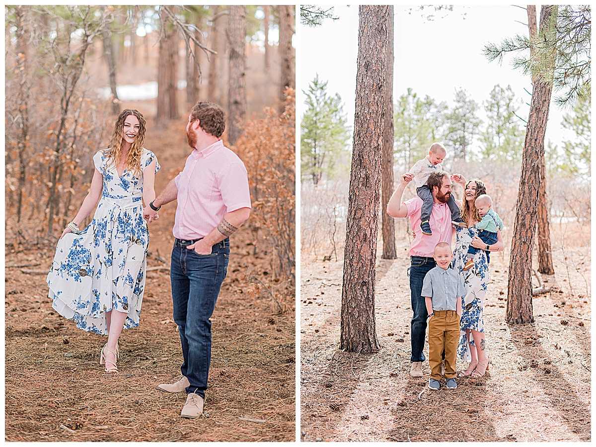 wooded family pictures in Castle Rock