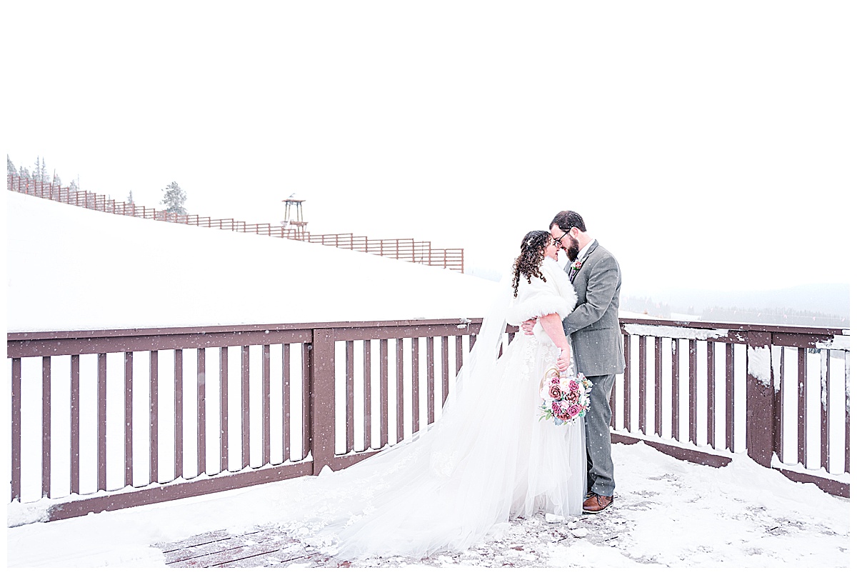 Colorado Vail winter wedding bride and groom