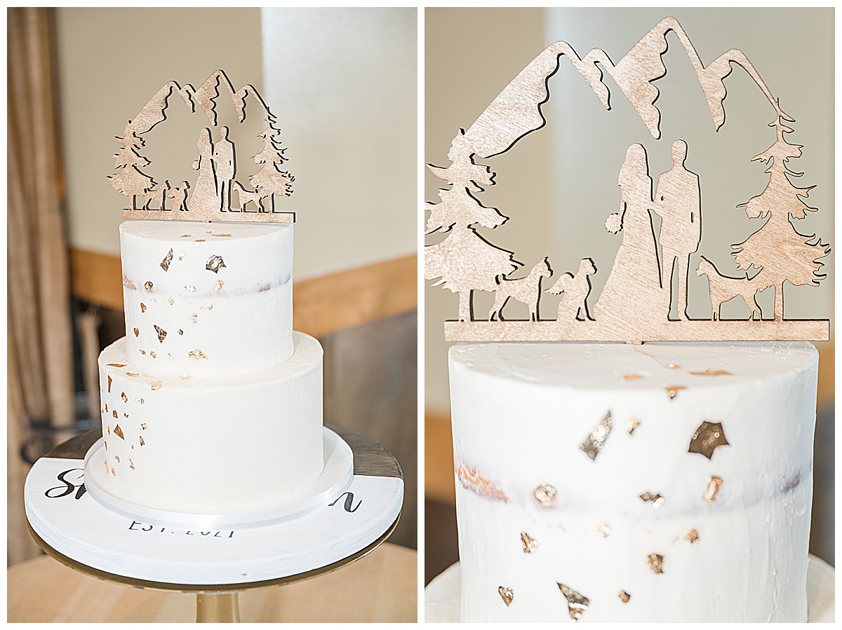 Vail winter wedding Larkspur Events and Dining wedding cake