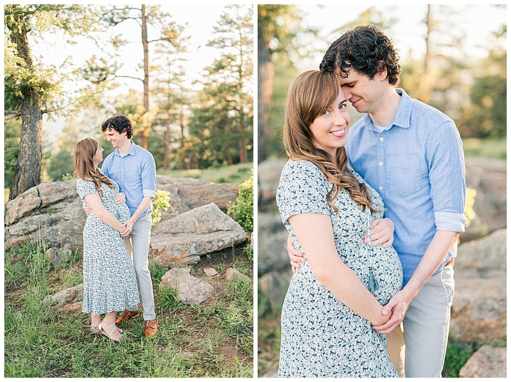mountain maternity pictures at Mount Falcon West trailhead near Denver, Colorado