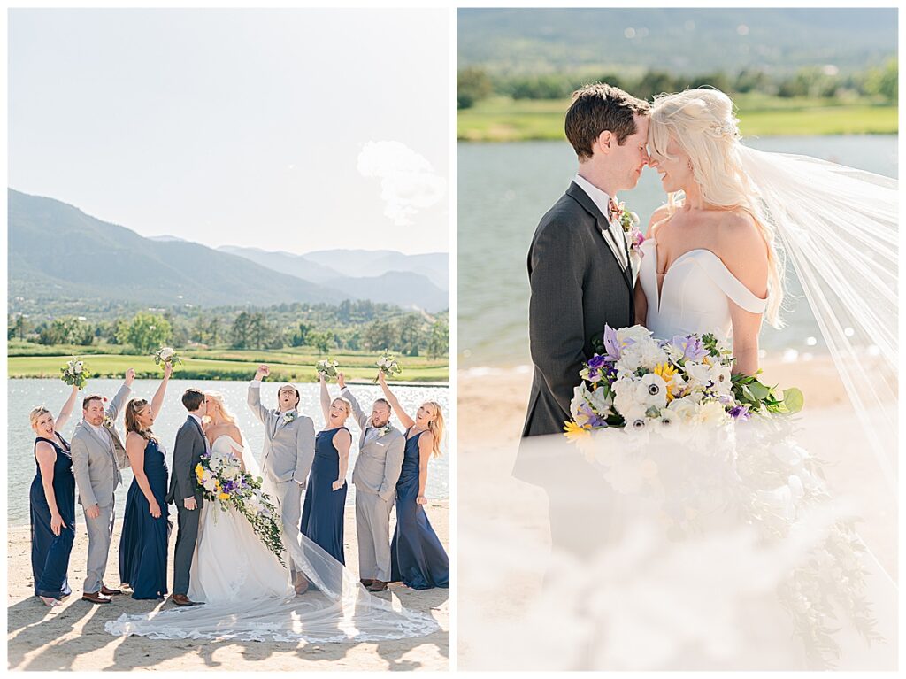 Cheyenne Mountain Resort beach bridal party and bride and groom