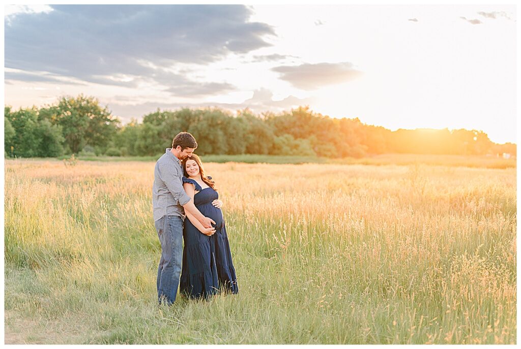 farmhouse sunset family maternity pictures in parker colorado