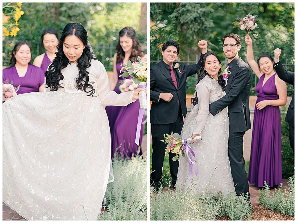 Denver botanic garden wedding bride and groom and wedding party