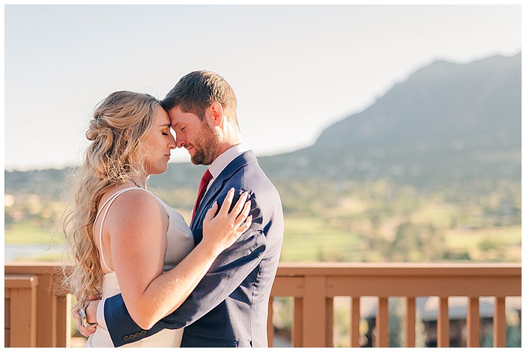 Cheyenne mountain resort wedding bride and groom sunset pictures