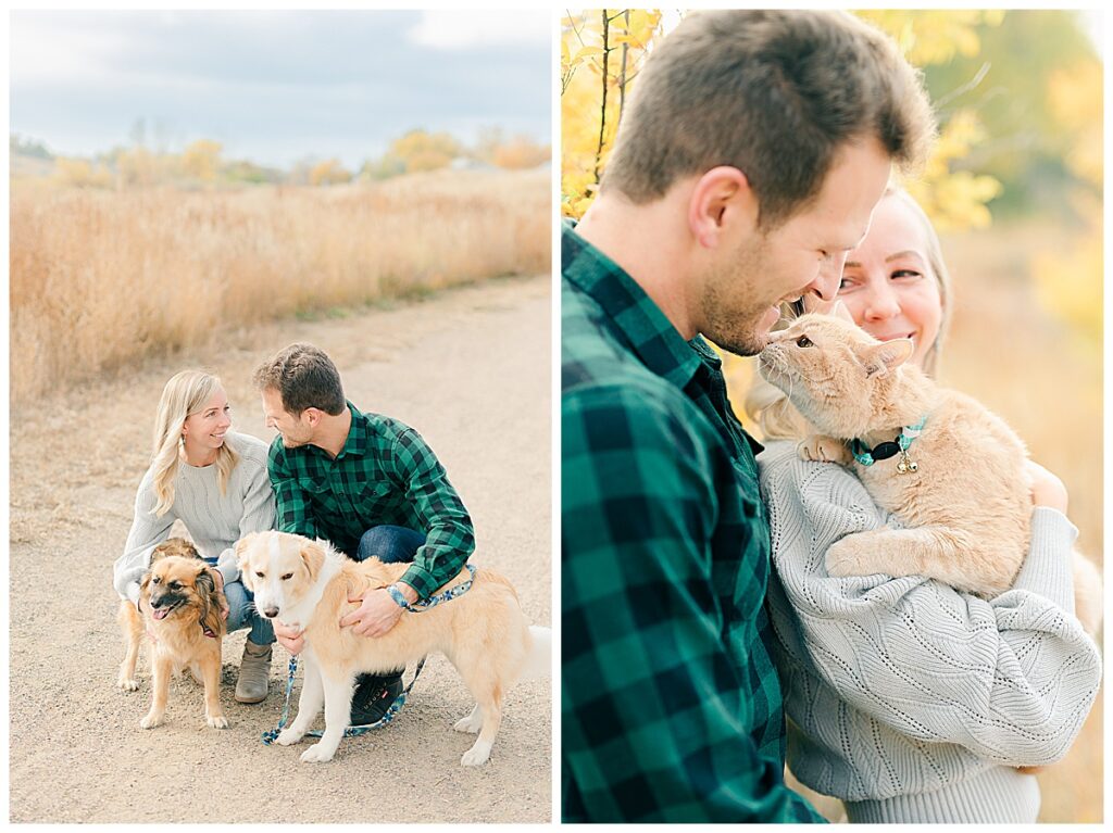 Colorado engagement fall pictures with dogs